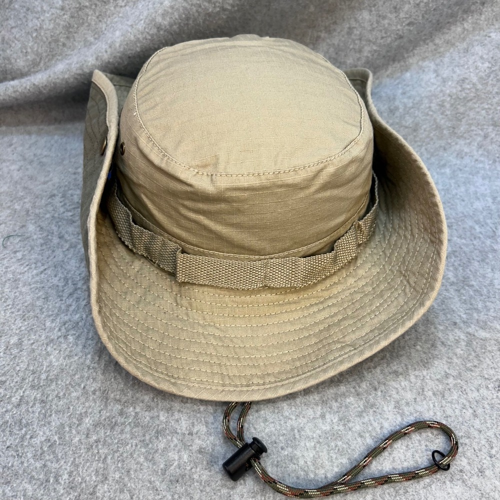 Swiss Tech Ripstop Boonie Mens Tan Performance Sun Hat Adjustable Chin Strap S-M